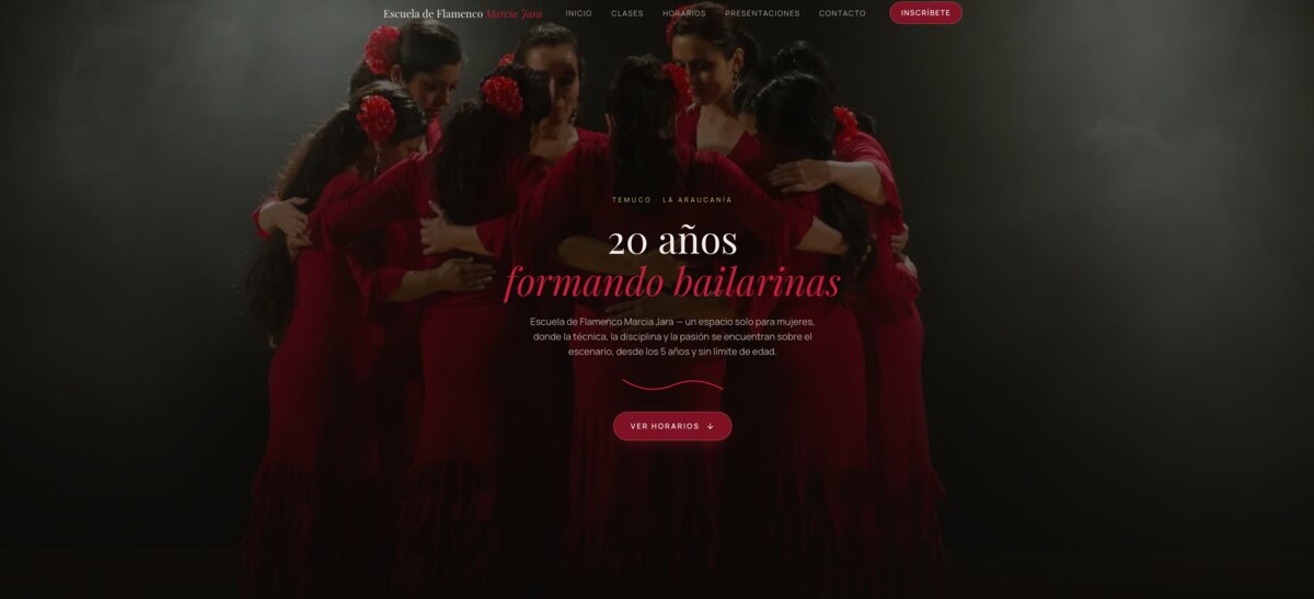 Vista del sitio de la Escuela de Flamenco Marcia Jara
